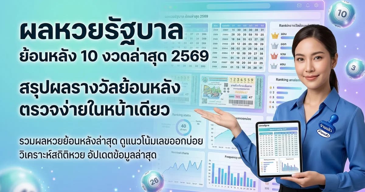 ผลหวยรัฐบาล ย้อนหลัง 10 งวดล่าสุด 2569